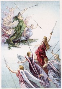 海上邪灵和善灵之间的斗争--载于《海底之旅》，作者是H. de la Blanchère。巴黎，编辑。Jouvet et Cie, sd.1880. 作者 法语学校