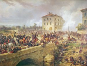 1859年6月4日，1859年，在Magenta战役期间在Boffalora桥上作战