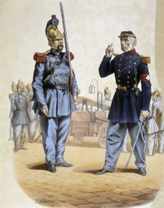 1860 年的消防员 - 佩伦绘画，装饰艺术 作者 法语学校