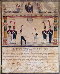 第一帝国。1813年的武器大师证书。击剑文凭，巴黎，军事博物馆 作者 法语学校