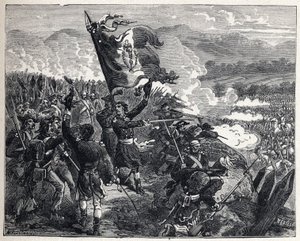 第一次联军。安托万-纪尧姆（Antoine-Guillaume）-兰庞上校（1759-1842）在4月12日的蒙特诺特战役中 作者 法语学校