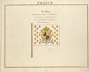 Dauphin和Dauphine，Louis-Antoine和法国Marie-Therese的旗帜，来自Pavillons des Puissances Maritimes，c.1815-30（彩色雕刻） 作者 法语学校