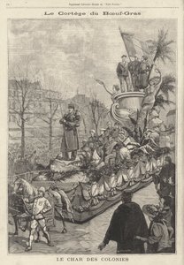 法国巴黎 Boeuf Gras 狂欢节游行中的殖民地漂浮物（版画） 作者 法语学校