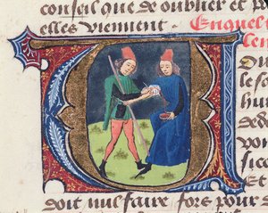 Fol.19r放血，来自佛罗伦萨Aldebrande的Medecine Treaty，1356 作者 法语学校