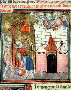Fol.261v围绕希农城堡，来自法国的伟大编年史，1375-79 作者 法语学校