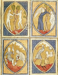 Fol.93r亚当和夏娃的故事，来自Image du Monde 作者 法语学校