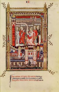 Fr 2091 fr.125 St. Saintin和St. Antonin被敦促撰写圣丹尼斯生活的故事，来自Vie de St. Denis，1317 作者 法语学校