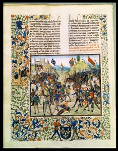 Frus 2643 f.165v来自百年战争的克雷西战役，来自Froissarts Chronicle，1346年8月24日 作者 法语学校