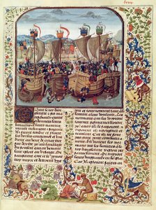 Frif 2643 f.82 Ecluse战役，1340年6月24日，来自Froissarts Chronicle 作者 法语学校
