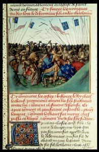 Fr 6465 f.140 Lothair I（795-855）西部皇帝在841年与他的兄弟Louis the German（c.804-76）和Charles the Bald（823-77）在Fontenoy en Puisaye战斗 作者 法语学校