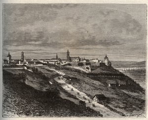 法国，香槟-阿登省，上马恩省（52），朗格尔--在V.-A. Malt-Brown的 "La France illustree: geographie, histoire, administration statistique "中的雕刻，1884。 作者 法语学校