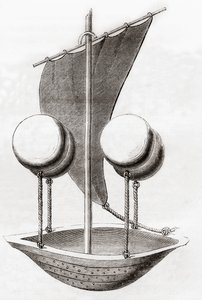 Francesco Lana de Terzi 的飞行船概念 c.1670，来自“Les Merveilles de la Science”，出版于 1870 年（石版画） 作者 法语学校