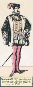弗朗索瓦 2 世，法国第 60 任国王，1559 年即位，卒于 1560 年（彩色雕刻） 作者 法语学校