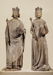 法国国王查理五世和让娜-德-波旁（石头） 作者 法语学校