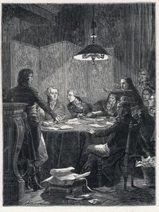 法国大革命。公共拯救委员会会议，这是国民大会在1793年建立的革命政府。 作者 法语学校