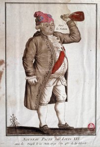 法国大革命：“《路易十六与民族的新契约》（20/06/1792）”18 世纪的匿名版画。 巴黎，阿森纳图书馆 作者 法语学校