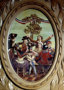 French Revolution: “” The Republican Meal at Cafe Le Procope in Paris”” Anonymous painting. 18th century Paris, Le Procope 作者 法语学校