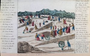 法国大革命：1789 年巴黎香榭丽舍大街的工人们。巴黎，卡纳瓦罗博物馆 作者 法语学校