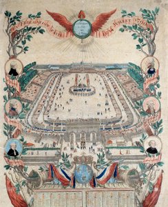 法国大革命：1790 年 7 月 14 日在香榭丽舍大街举行的全国联邦庆典。1790 年的版画。巴黎，国家档案馆 作者 法语学校