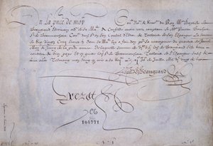 法国书法。1623年7月2日交付给伯纳德-德-博格朗的Recu。巴黎市历史图书馆。 作者 法语学校
