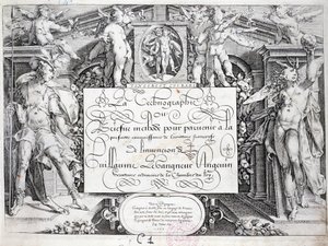 法国书法。技术图，1599年左右由Guillaume the Gangneur创作的正面插图。巴黎市历史图书馆。 作者 法语学校