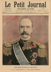 法国东道主，希腊国王乔治一世陛下，“Le Petit Journal”的封面插图，补充说明，1895年11月10日