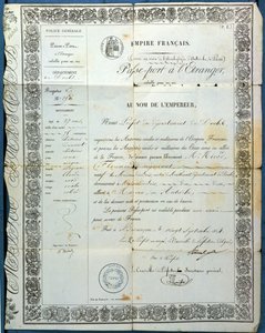 法国护照，来自贝桑松，1854年9月20日 作者 法语学校