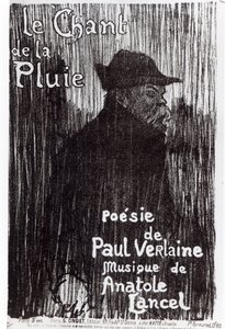 1844年Paul Verlaine的一首诗中乐谱Le Chant de la pluie的封面 作者 法语学校