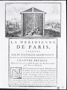 1744年Cesar-Francois Cassini de Thury的La Meridienne de Paris第一章的头版 作者 法语学校