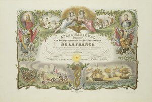 Atlas Nacional的主题展示了法国的86个部门和财产，由Victor Levasseur于1856年（手工彩色雕刻） 作者 法语学校
