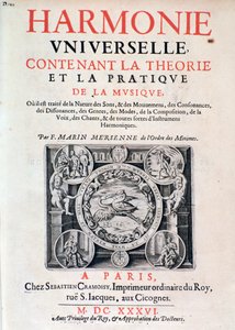包含音乐理论和实践的普遍和谐的主题由Marin Mersenne（Marin Mersennus或Mersenne神父）（1588-1648），1637年。 作者 法语学校