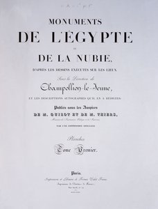 1835年由Firmin-Didot在巴黎出版的第一卷纪念碑de lEgypte et de la Nubie的主题 作者 法语学校