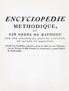 按主题顺序排列的方法百科全书的主题，由Denis Diderot和Jean Le Rond DAlembert编辑，于1782年出版（印刷版） 作者 法语学校