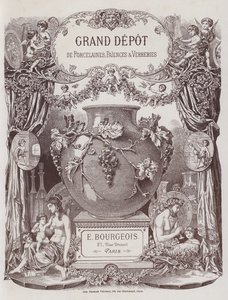Grand Depot de Porcelaines, Faiences et Verreries 目录的卷首画（彩色石版画） 作者 法语学校
