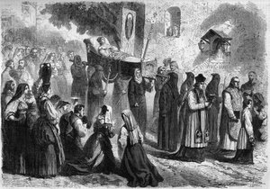 Funeral Cortege in the streets of Sparanisi (Italy) during the funeral of a young girl 作者 法语学校
