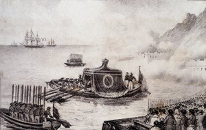 拿破仑一世的葬礼：离开圣赫勒拿岛--莱维利的绘画，载于圣莫里斯先生的《拿破仑葬礼的历史画》，约1851年。 作者 法语学校