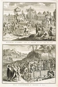 葬礼仪式和他们去世后领主的方式，在秘鲁，宗教仪式和海关的插图，由伯纳德皮卡特（1673-1733）1722年刻 作者 法语学校