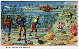 Futuredays: A Nineteenth Century Vision of the Year 2000 Series: A Fun Fishing (Under the Sea). Chromolithography by Villemard 作者 法语学校