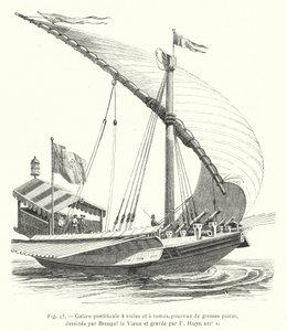 Galere pontificale a voiles et a rames, pourvue de grosses pieces, dessinee par Breugel le Vieux et gravee par F Huys, XVIe s (engraving) 作者 法语学校