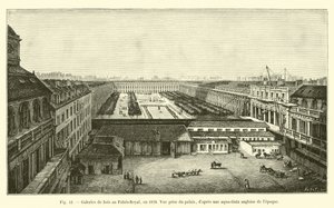 皇宫（Palais Royal）的木制画廊，于1828年，从宫殿中取出的视图，来自当时的英国水族馆 作者 法语学校