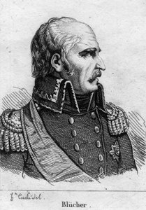 Gebhard Leberecht，Blucher von Wahlstatt王子（1742-1819），普鲁士的马歇尔。19世纪的雕版画。 作者 法语学校