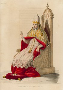 Gerbert Silvestre II (coloured engraving) 作者 法语学校