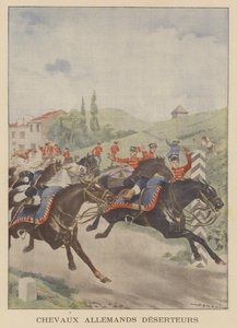 德国军马在法国边境 "开小差"（彩色石版画） 作者 法语学校