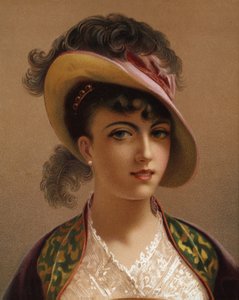戴粉色帽子的女孩（chromolitho） 作者 法语学校