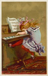 弹钢琴的女孩 (chromolitho) 作者 法语学校