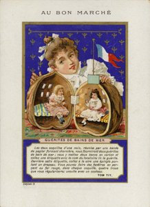 使用与玩偶的女孩坐在核桃壳里面，Guerites de bains de mer 作者 法语学校