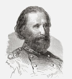 来自“秘密社团，弗兰克·梅肯斯”的朱塞佩·加里波第出版了c.1867（版画） 作者 法语学校