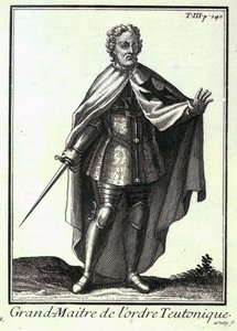 条顿骑士团的大师，来自“宗教，修道院和军事秩序的历史”的插图，由P. Helyot，酒吧。巴黎，1714-21 作者 法语学校
