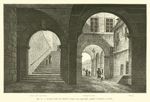 Chatelet的大楼梯，在1809年在伦敦出版的浅色调之后 作者 法语学校