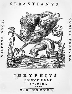 格里芬打印机会徽Sebastianus Gryphius，里昂，1546年 作者 法语学校